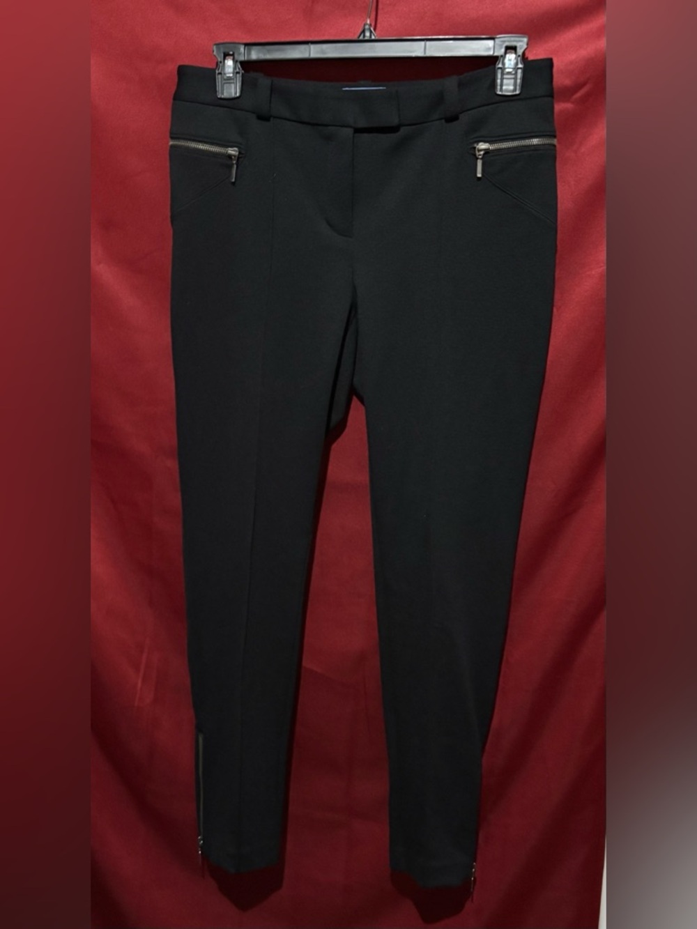 Simply Vera Vera Wang Black Skinny Ponte Ankle Pants with Zip Details